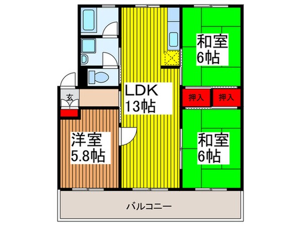 西形マンション第二の物件間取画像